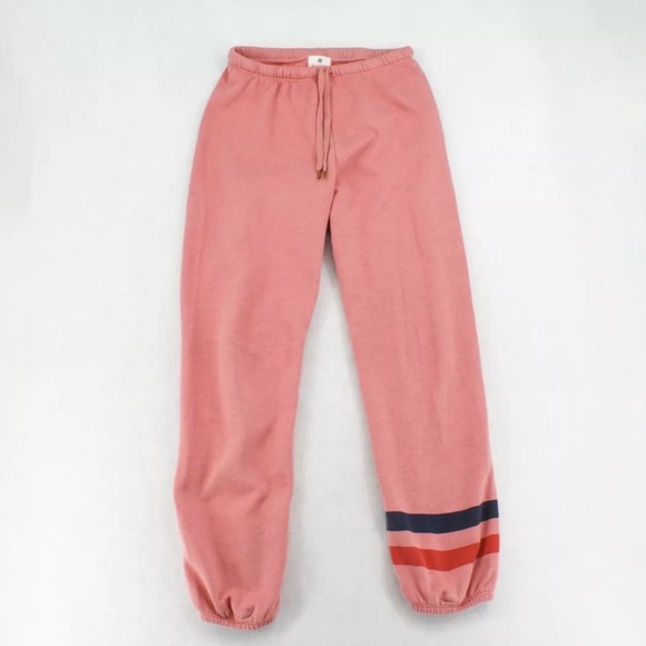 Sundry Women Sweatpants Heart Striped-Cuff Cotton Drawstring Waist Size 2 Pink - Picture 1 of 2
